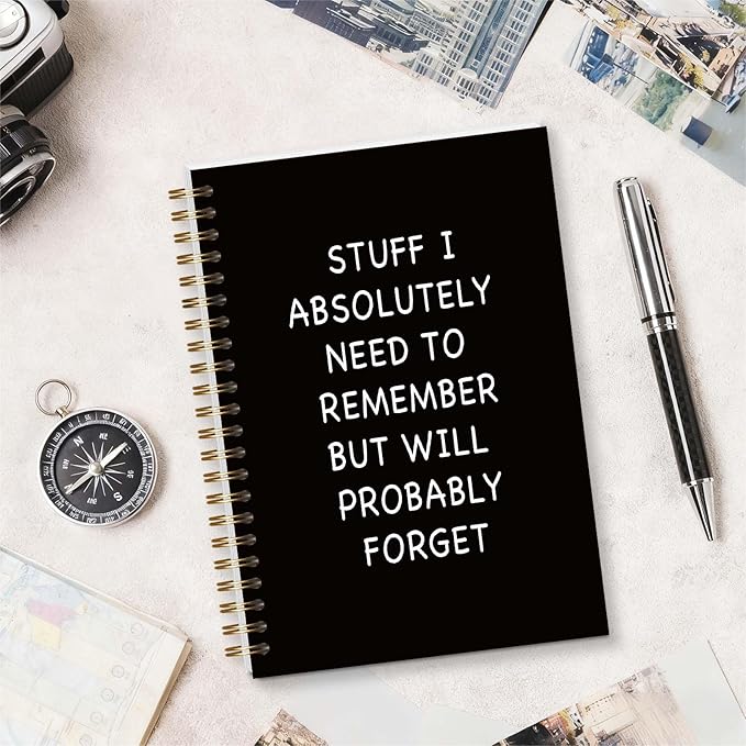Funny Spiral Notebook, Funny Gifts for Coworker Women Men, Black Hardcover Notebook for Work, 5.5x8.3 Inch - A19