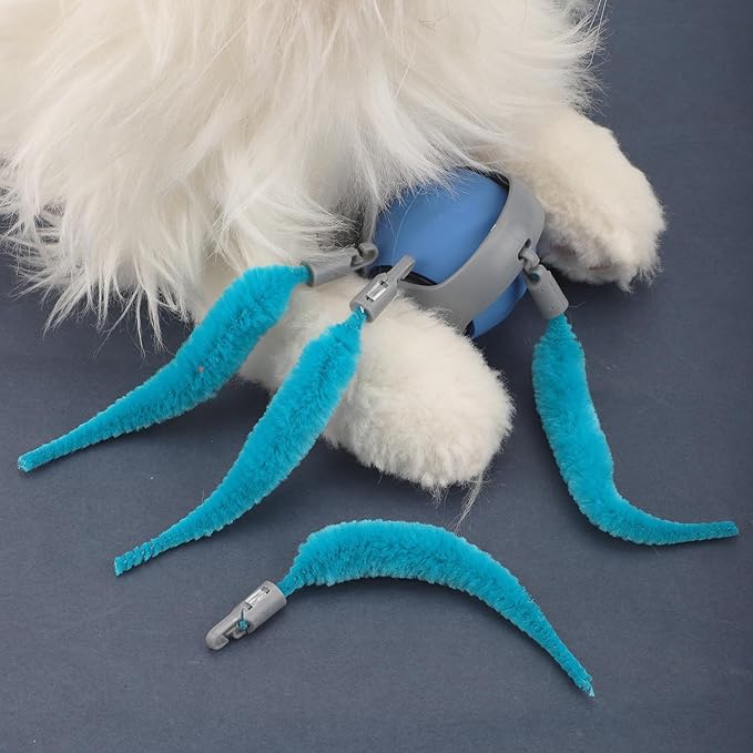 BOXOB 5pcs Cat Ball Toy Replacement Tails, Interactive Cat Toy Accessories Attachments Automatic Moving Ball Worm Refills Rope Compatible with 2.0 (Blue)