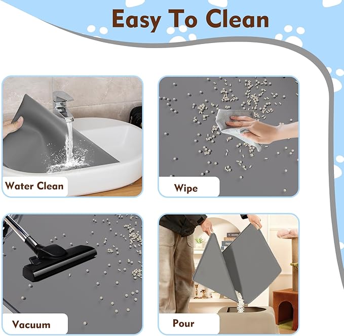 Cat Litter Mat 24" x 16",Soft Silicone Material, Easy Clean Waterproof No Slip Litter Tray Mat, Durable Cat Mat For Indoor,Garden