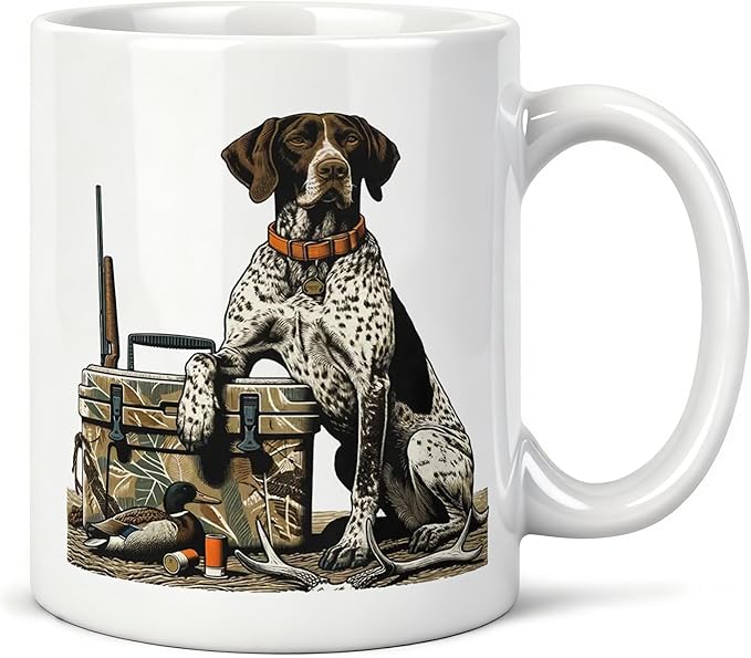 Hunting German Shorthaired Pointer Mug 11 oz, German Shorthaired Pointer Gifts, GSP Gifts for Men Coffee Cups Ceramic, Duck Hunting Gift Ceramic Mug for Coffee Tea Hot Cocoa Home Office Work