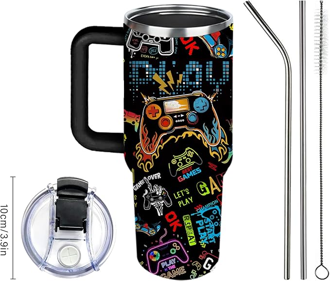 Gaming Gifts for Men Boys, Gamer Gifts for Men, 40oz Gamer Tumbler Cup, Gaming Mugs, Teen Boy Gift Gamings Stuff, Gaming Gamepad Presents for Son, Birthday Gift for Him Mens Boys Gamings Cup