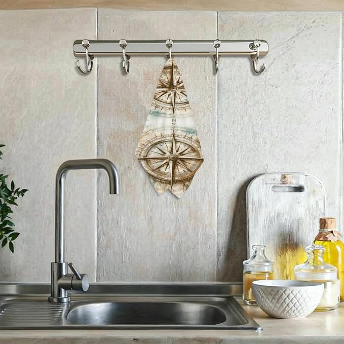 Ancient World Voyage Map Kitchen Towels, Vintage Decorative Absorbent Microfiber Dish Cloth Tea Towel, Waffle Soft Hand Towels for Farmhouse Home Bathroom Decor, Housewarming Gifts