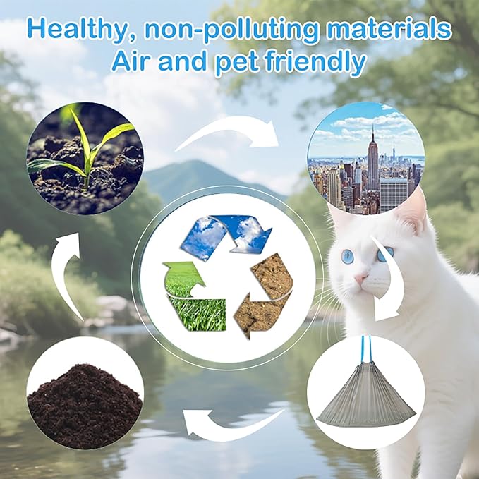 50 Count Cat Litter Box Liners Compatible with Robot 4 & 3 Liners for Self Cleaning Litter Box Replacement Cat 25.2" x 15.75" Waste Bags Litter Bags