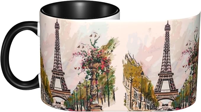 Paris Eiffel Tower Coffee Mug 11OZ Funny Ceramic Tea Cup Kitchen Decor Novelty Mugs for Home Office Travel