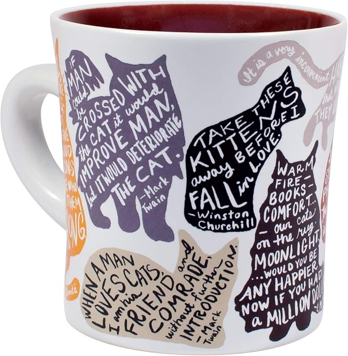 Literary Cat Mug - Kitten Quotes From Famous Writers Authors and Other Feline Lovers - Comes in a Fun Gift Box