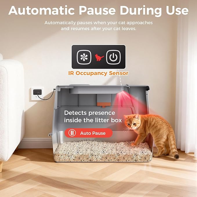GTPLAYER XXL Stainless Steel Cat Litter Box with Lid, Smart Odor Control Enclosed Litter Box for Cats, Infrared Sensor Auto Pause, Non-Stick Anti-Leak High-Sided, with Mat, Scoop & Step, Pinky Paws