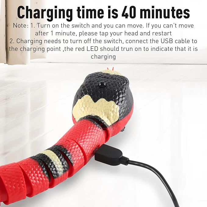 Cat Toys Snake Interactive,Kitten Toys,Realistic Smart Sensing Snake Toy,USB Rechargeable,Automatically Sense Obstacles and Escape,Electric Tricky Snake Cat Toys for Indoor Cats Dogs(Pink snake)