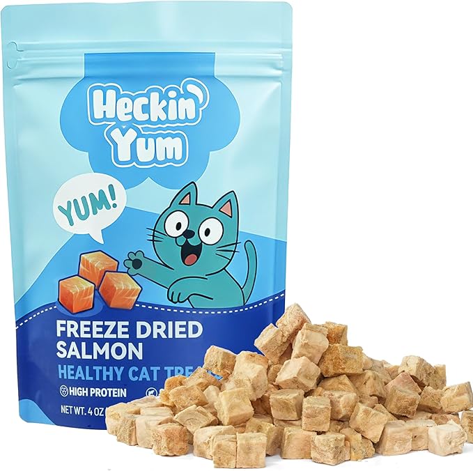 Freeze-Dried Salmon Cat Treats for Skin & Coat Health, 4oz, Single Ingredient High Protein Reward Snacks for Pets, Grain & Gluten Free