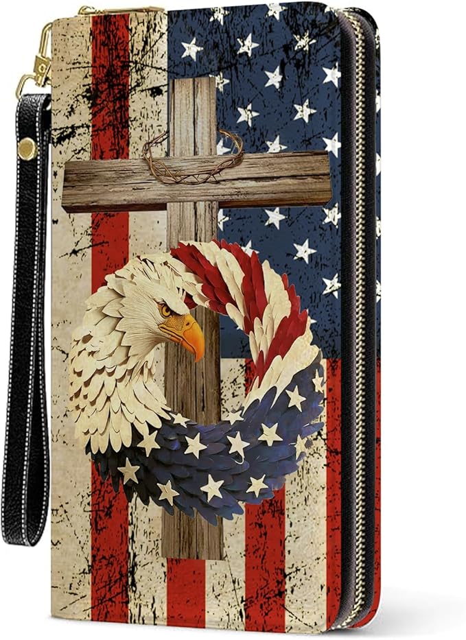 Womens Wallet, American Flag Wristlet Wallet For Women, Independence Day Card Holder Purse With Zipper, Birthday Christmas Graduation Independence Day Gifts For Women, Office Daily Purse