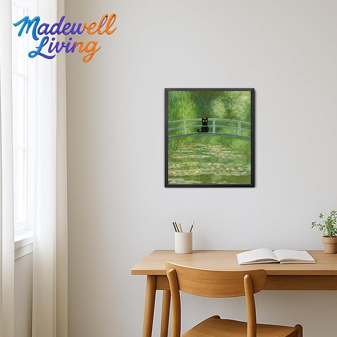 Madewell Living Van Gogh Starry Night with Funny Cat Canvas Print Wall Art - Ready to Hang, Waterproof Living Room & Bedroom Decor