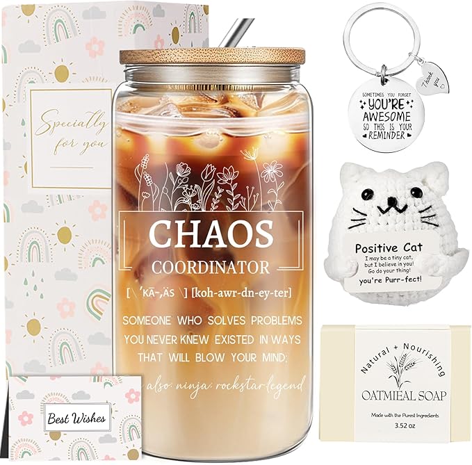 Thank You Gifts for Women, Chaos Coordinator Gifts for Employees Coworkers Boss Lady, Administrative Professional Christmas Birthday Gift Sets