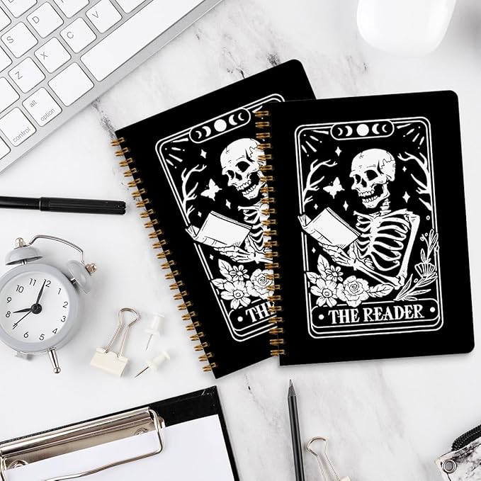 2 Packs the Reader Goth Tarot Spiral Notebook Gothic Tarot Cards Notebook Journal Gifts for Women Teacher Friend Teens College Ruled Journals for Writing Journaling Notebooks Office Classroom Supplies