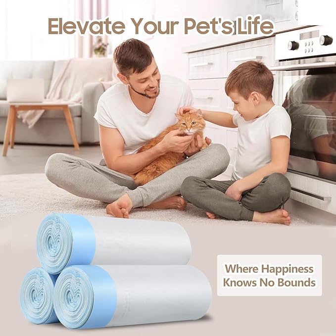 34 Pack Litter Box Liners Compatible with Safe Pets ScoopFree Crystal Pro Cat Litter Box, Large Cat Waste Poop Bags with Drawstring Heavy Tear-free- 37" x 13"