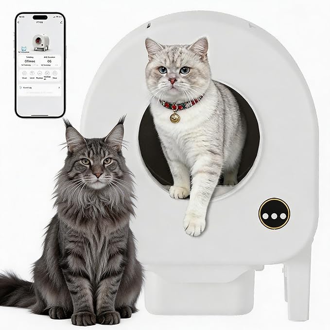 Garvee Self-Cleaning Cat Litter Box, Automatic Smart Pet Litter Box, Large Capacity for Multiple Cats, WiFi-Enabled App Control with Safety Sensors w/Garage Bags
