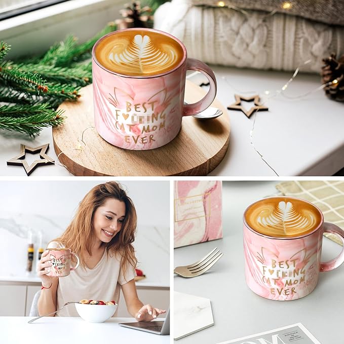 UAREHIBY Cat Lovers Gifts for Women, Cat Lady Coffee Mug Gift for Cats Mom, Daughter, Sister, Friends, Aunt, Wife, Coworkers, BOSS, Valentine's Day Gift for Her, Teacher Appreciation Christmas Gifts