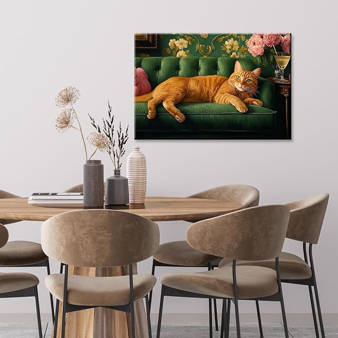 Cute Orange Cat Wrapped Framed Print Poster Pet Art Funny Orange Cat Lover Gift Wall Art Room Decor Aesthetics Ready To Hang 12X18 inch