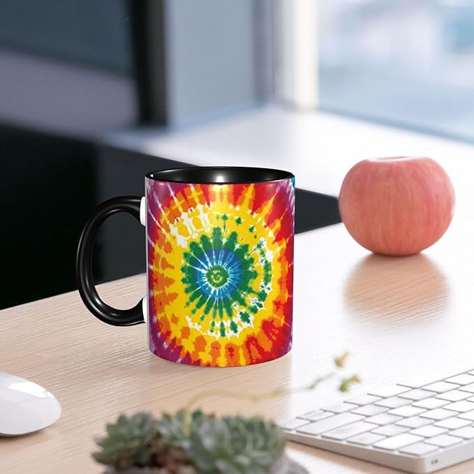 Tie Dye Coffee Mug 11OZ Funny Ceramic Tea Cup Kitchen Decor Novelty Mugs for Home Office Travel