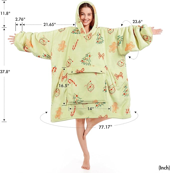 Narecte Cozy Oversized Blanket Hoodie Wearable Blanket Adults Soft Hooded Blanket Hoodie Birthday Gifts for Women Christmas