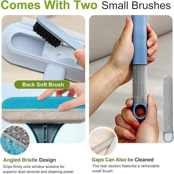 24'' Multifunctional Pet Hair Remover & Window Screen Cleaner, 4-in-1 Reusable Lint Brush with Extra Long Handle & Storage Hook, Gentle on Couch, Carpets, Bedding, Car Seats, Laundry for Cat Dog Hair