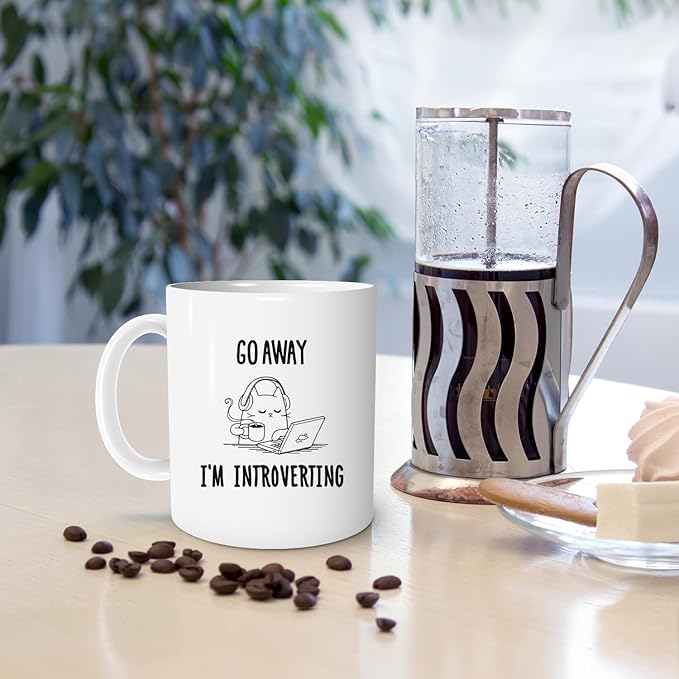 Introverting Cat Mug, Funny 11oz Coffee Mug for Cat Lovers, Birthday Gift