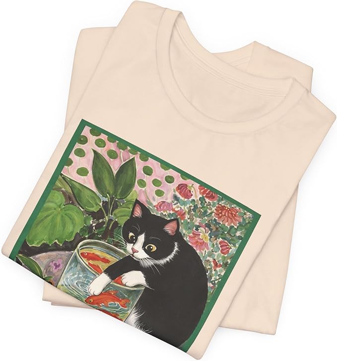 Vintage Cat Painting T Shirt, Matisse Inspired Cat Tee, Retro Art Aesthetic Shirt, Funny Cat Lover Gift