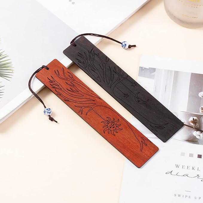 2 Pcs Bookmark, Cool Bookmarks for Men Women, Gifts for Book Lover Bookworm (Sun Moon Star)