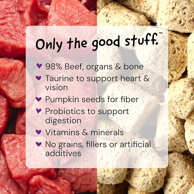 Stella & Chewy's Freeze-Dried Raw Cat Dinner Morsels - Premium Beef Recipe with 98% Grass-Fed Meat & Organs - Natural Grain-Free Cat & Kitten Food - Made in USA - 18 oz (Pack of 2)