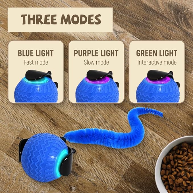 Interactive Cat Ball Toy, 2025 New Cats Ball Toys with Cord Imitation Mouse, Smart Self Rolling Pet Toys for Bored Indoor Adult Cats, Automatic Moving Peppy Pet Balls