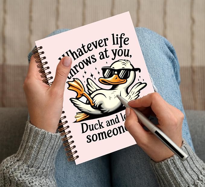 KDHTY Funny Goose Spiral Notebook,Cute Goose Funky Aesthetic Journaling Notebooks Office Supplies,Cute Girls Diary School Notebooks Animal Lover Gifts,5.5 x 8.3