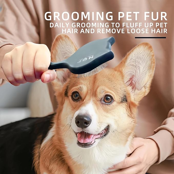 Cat Head Slicker Brush for Dogs Long Pin Dematting Hair Brush Pet Grooming Tool for Dogs and Cats Remove Loose Hair Undercoat Knots Tangles