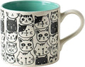 Cat Lovers Mug, Various Cute Kittens Pattern Mug, Cat Coffee Mug Funny Ceramic Tea Cup Novelty Gifts for Office and Home Women Girls Men, Dishwasher Microwave Safe (Blue, 17oz)