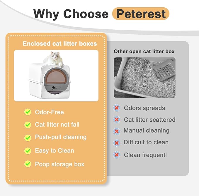 Self-Cleaning Cat Litter Box for Large and Multiple Cats,Semi-Automatic Cleaning Litter Box,Odor Control,Pull and Scoop,Lid Design,Easy to Clean,No semll,Large Capacity Kitty Litterbox