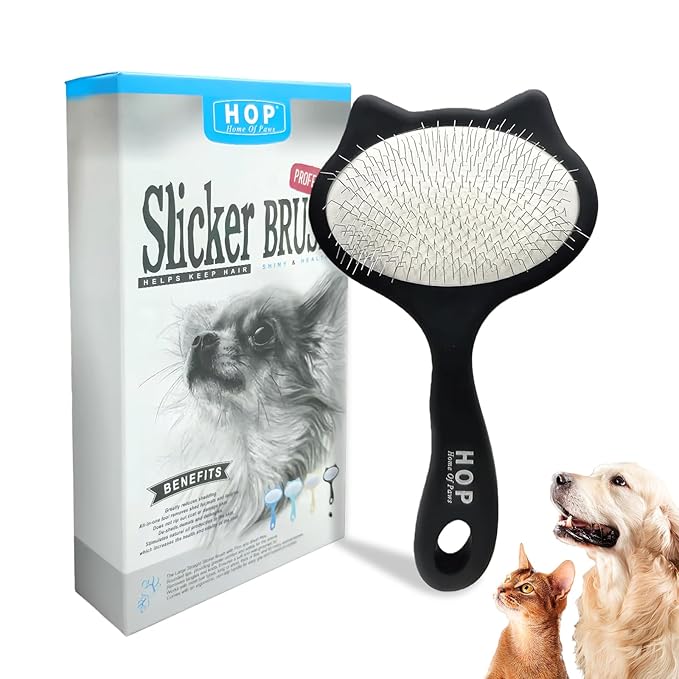 Cat Head Slicker Brush for Dogs Long Pin Dematting Hair Brush Pet Grooming Tool for Dogs and Cats Remove Loose Hair Undercoat Knots Tangles