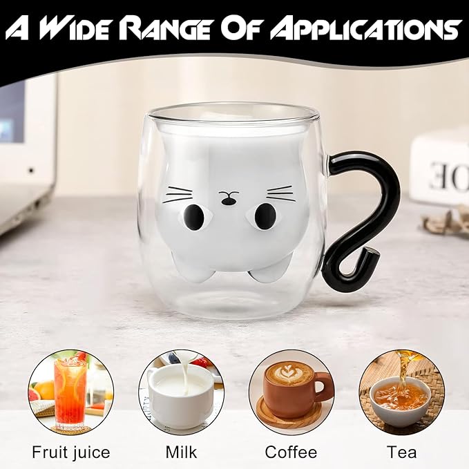 Cat Mug Gifts Set, Birthday Gifts for Women Her Mom, Christmas Presents for Women, Valentines Mothers Day Cat Lovers Presents Idea for Sister Wife Grandma Female Teacher Friend Coworker (Black)