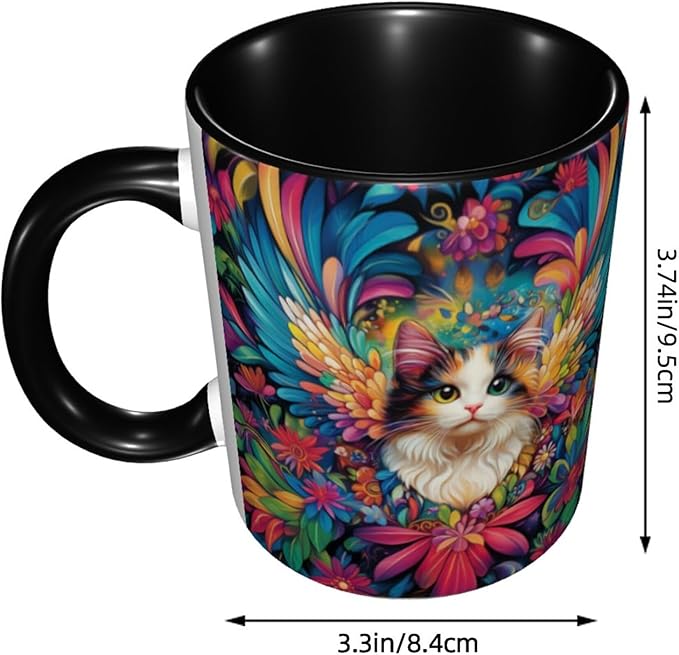 Cat Coffee Mug 11oz Ceramic Tea Cup With Handle Funny Porcelain Mugs for Women Dishwasher Microwave Safe