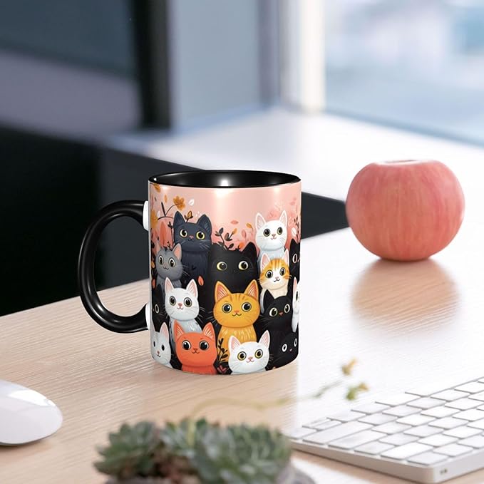 Cat Coffee Mug Funny Ceramic Tea Cup With Handle Dishwasher Microwave Safe for Women 11oz Porcelain Mugs