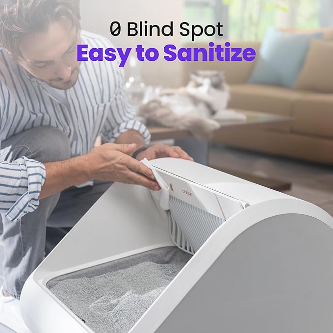 Popur X5 Automatic Cat Litter Box Self Cleaning Set with Extra Liner & 50PCS Trash Bags, 30-Day Capacity Safe Open Top Electric Robot Litter Box for Multiple Large Cats, 99% Leakproof& Smell-Proof