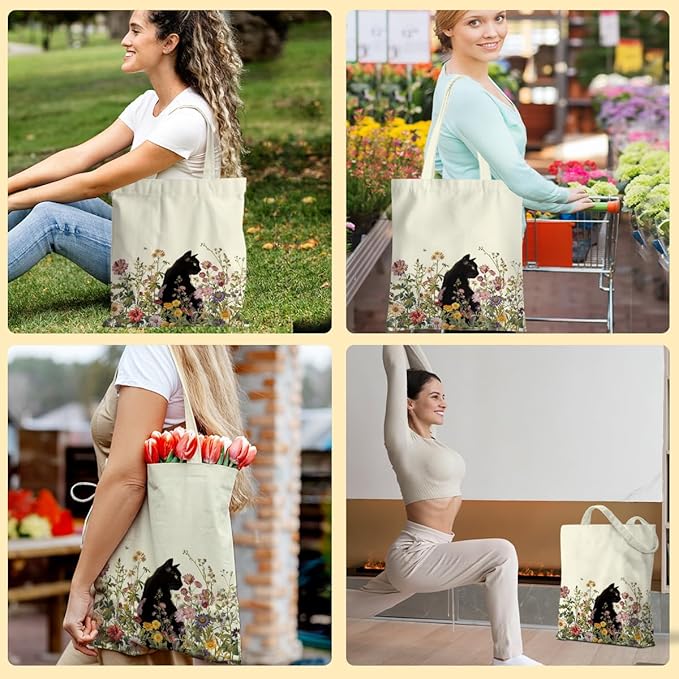 Hanamiya Na Tote Bag with Zipper Pockets, Tote Bag Reusable Shopping Grocery Bags Birthday Gifts for Women, Weekender Bags