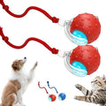 2026 New Interactive Fast Moving Toys Balls with Birdsong, Interactive Dog Cat Toys Balls, 360° Smart Automatic Rolling Electric Dog Ball Toy with Rope for Dogs and Cat Indoor Play (2PCS-Red)