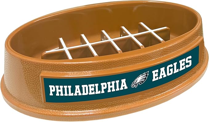NFL Super-Bowl Philadelphia Eagles Slow Feeder Dog & Cat Bowl. Football Design for Healthy Digestion. Non-Slip for Large & Small Pets