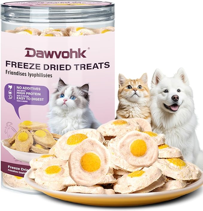 Freeze-Dried Chicken & Egg Cat and Dog Snacks - No Additives, Naturally Gentle, Suitable for Training Kittens and Puppies, Supports Coat and Digestive Health, 3.53oz/1PC