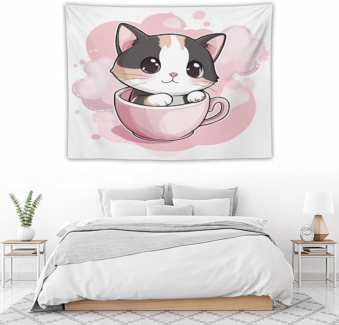 MaSiledy Tapestry Kawaii Cat Vintage Aesthetic Tapestry Wall Hanging Cute Cat Kitten Tapestries Wall Art for Bedroom Living Room Decor Home Decor Landscape 30"x40" Gift for Christmas
