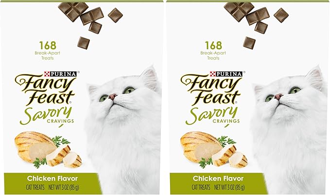 Fancy Feast Purina Limited Ingredient Cat Treats, Savory Cravings Chicken Flavor - 3 oz. Box (Pack of 2)