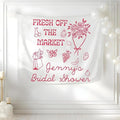 PHHUY Fresh Off The Market Bridal Shower Tapestry, Farmers Market Theme Wall Hanging Decor, Modern Feminine Pre-Wedding Celebration Banner for Welcome Table, Cute Rustic Engagement Party Decoration