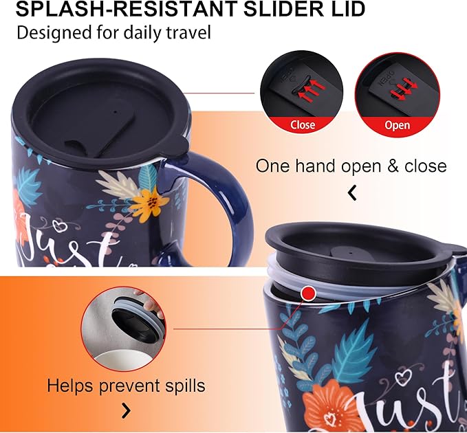 Topadorn 17oz Ceramic Travel Mug with Lid & Handle, Porcelain Coffee Cup with Gift Box, Dishwasher & Microwave Safe, Ideal for Daily Use, Commute & Gifting