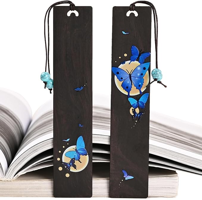 ZQZYMXQ 2Pcs Butterfly Bookmark Aesthetic, Book Marks for Reading Women, Butterfly Gifts for Women (Blue Butterfly)