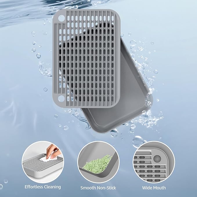 Cat Litter Box Step Ramp with Filter Function, Cat Step Pedal Stool for Self-Cleaning Litter Box, Easy to Clean, Anti-Tracking & Non-Slip,Ideal for Kitten & Elderly Cats,Gray