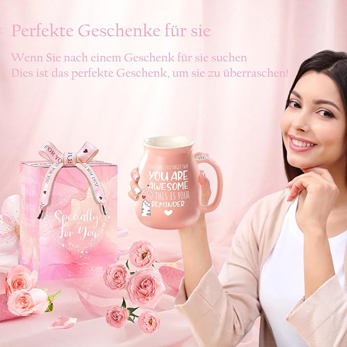 BigNoseDeer Thank You Gifts for Women Cute Cat Coffee Mug Birthday Friendship Christmas Gift for Women Female Mom Cat Lovers Present Kawaii Stuff Funny Tea Cup Stocking Stuffers White Elephant Gifts