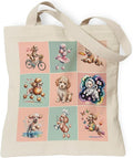 Pets Lover Gifts Tote Bag for Women, Dogs Cats Bee Aesthetic Canvas Bag with Inner Pocket