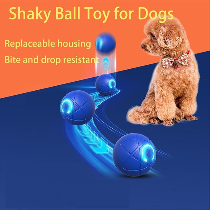 Interactive Cat Toy Ball - Automatic Cat Toy, USB Interactive Dog Ball Toy, Rolling Ball Dog Toy, Rechargeable Dog Interactive Toys Dog Ball with LED Light, Indoor Active Rolling Toys for Indoor Play